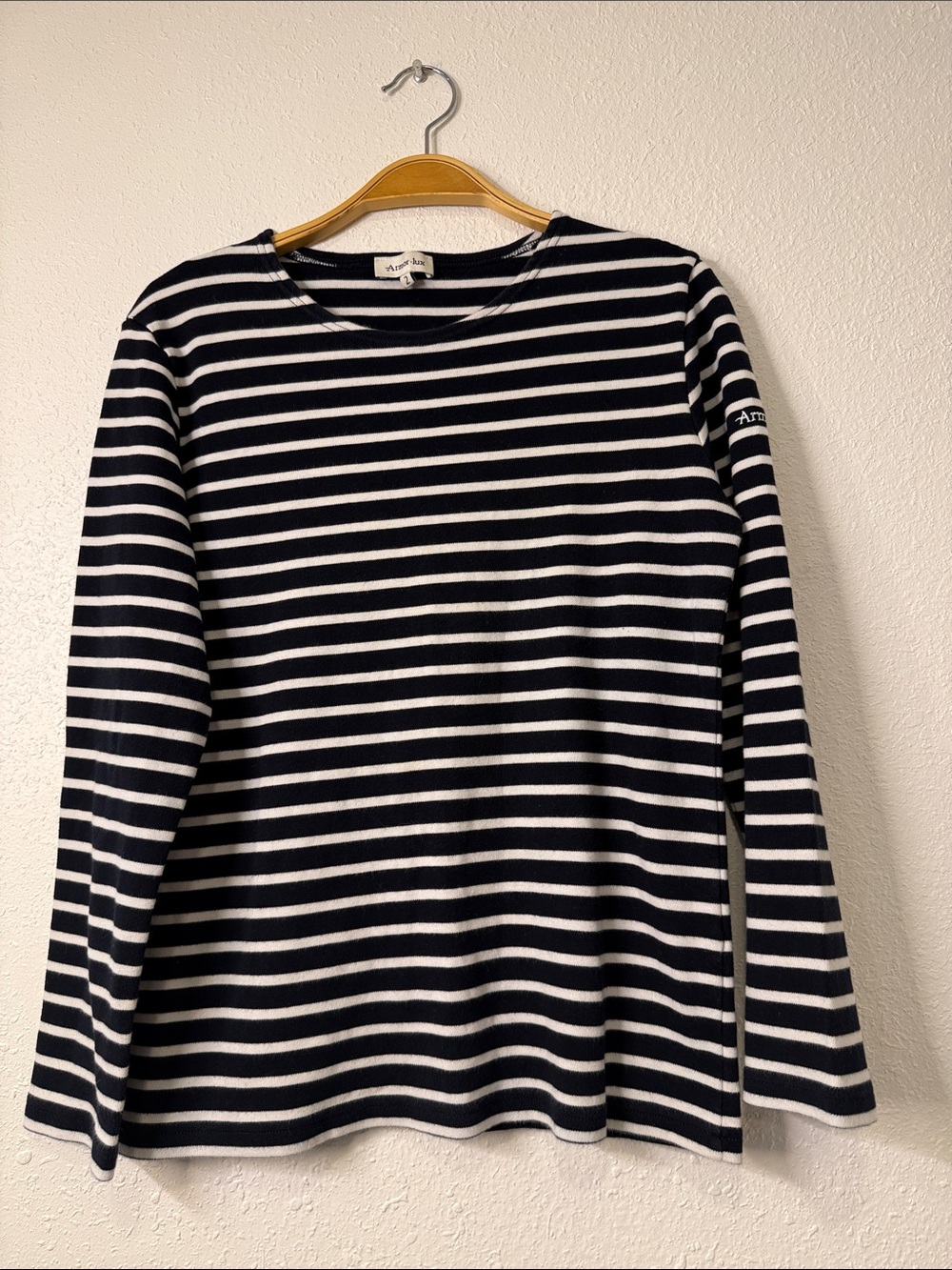Armor-lux Striped Long Sleeve Knit Top - Navy & White